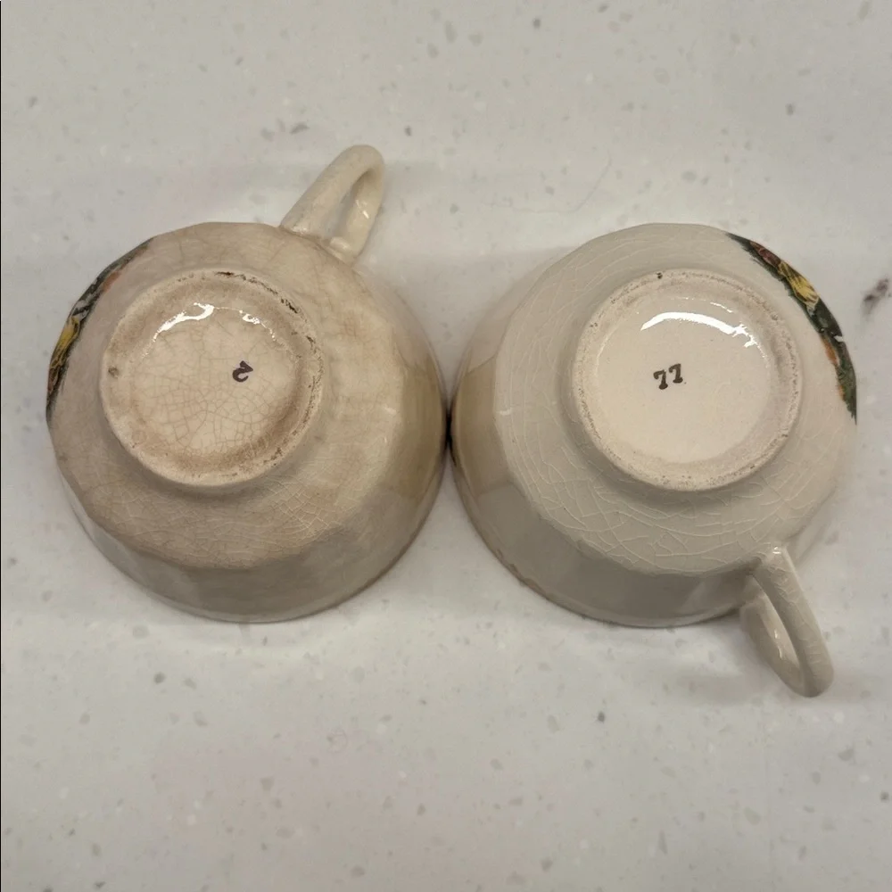 Cronin China Colonial Courting Couple Teacups w/ Gold Trim (Set of 2) [A]